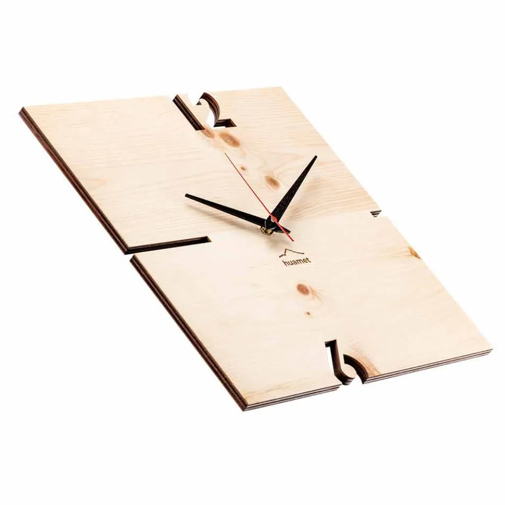 Quadratische Wanduhr aus Eiche, Kiefer oder Walnuss Made in Italy - Bethel
