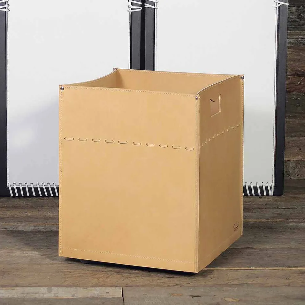 Brennholzhalter aus Leder für Kamin / Herd Neutral 100% Made in Italy