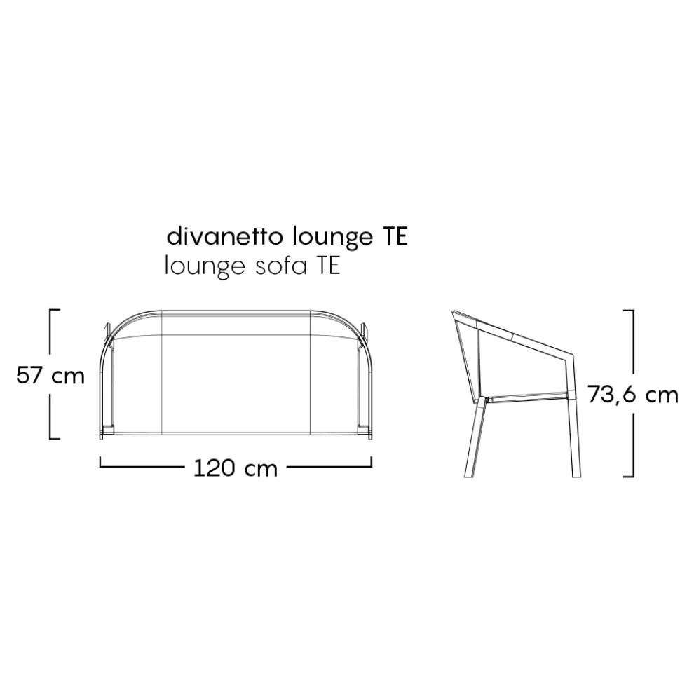 2-Sitzer Outdoor-Sofa mit Aluminiumstruktur Made in Italy - Zaika