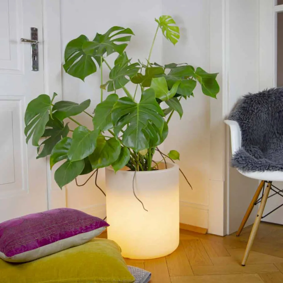 Vase mit Solarbeleuchtung oder LED-Design für drinnen oder draußen - Cilindrostar