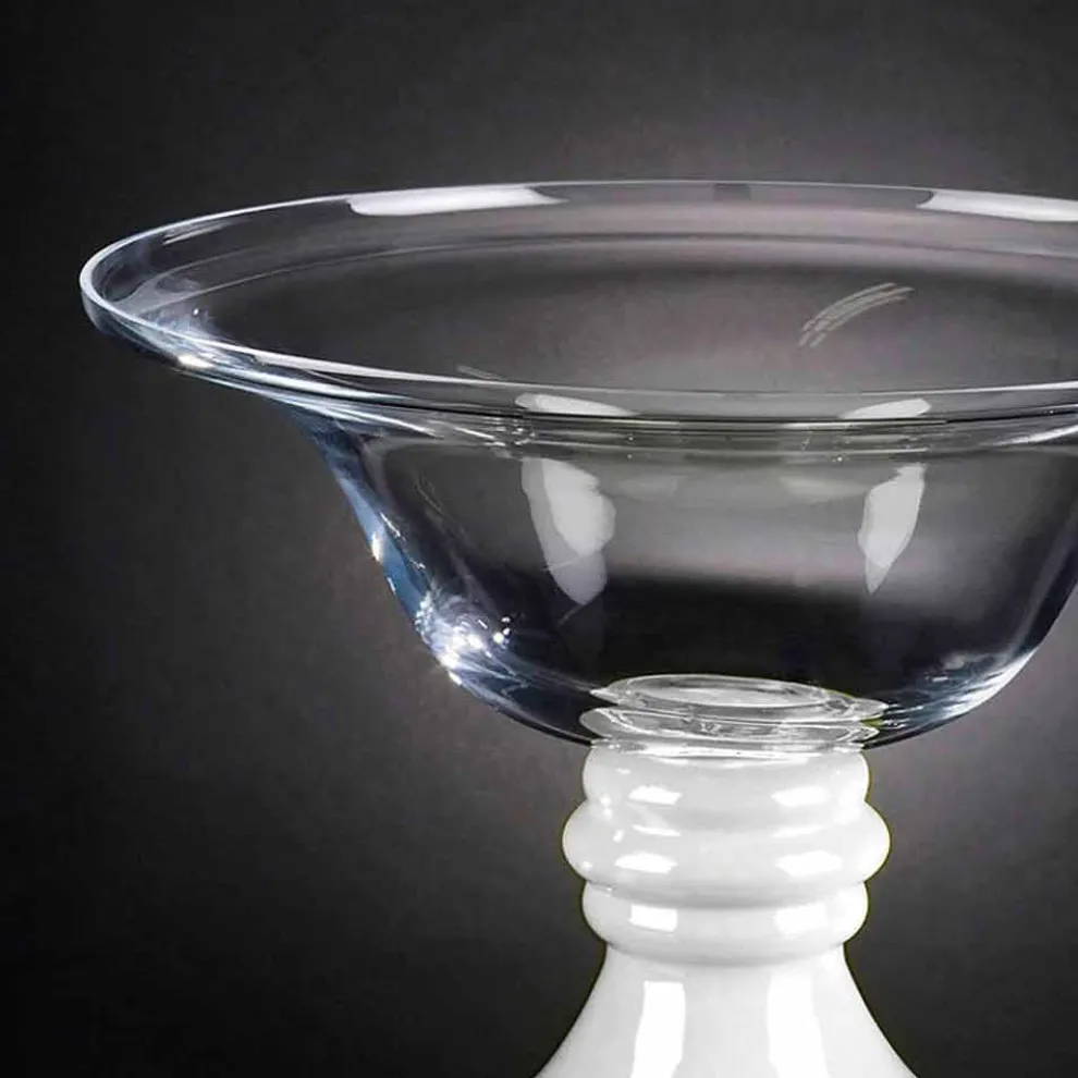 Elegante Indoor-Vase aus weißem und transparentem Glas Made in Italy - Allegra
