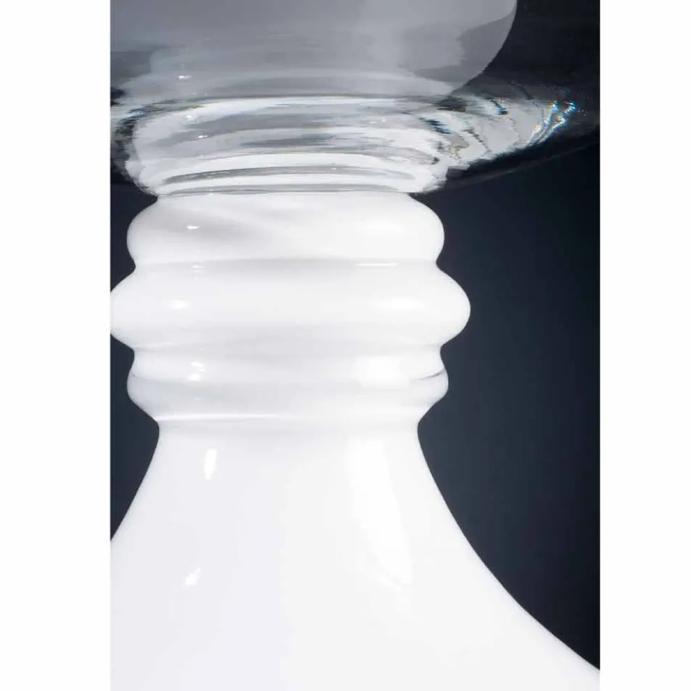Elegante Indoor-Vase aus weißem und transparentem Glas Made in Italy - Allegra