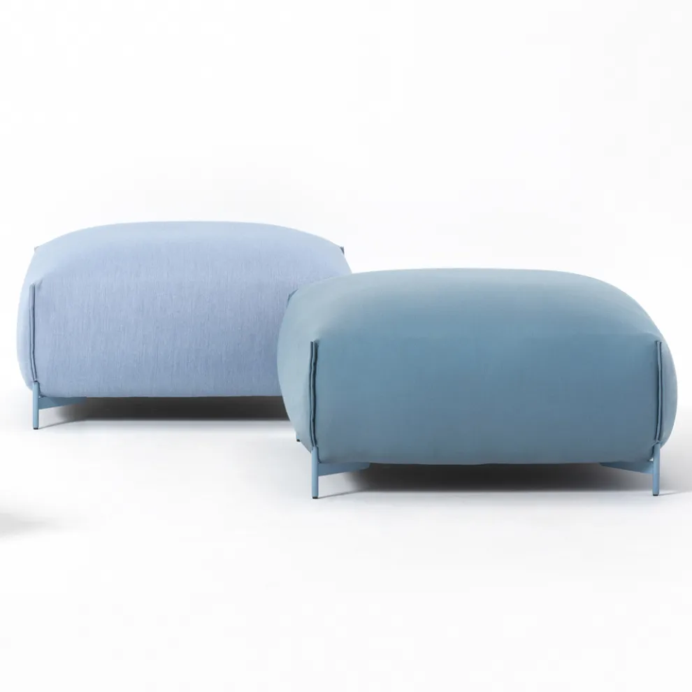 Gartenhocker gepolstert und bezogen mit Stoff Made in Italy - Butter