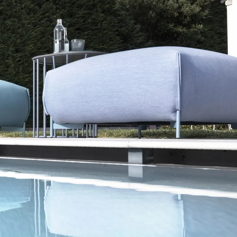 Gartenhocker gepolstert und bezogen mit Stoff Made in Italy - Butter