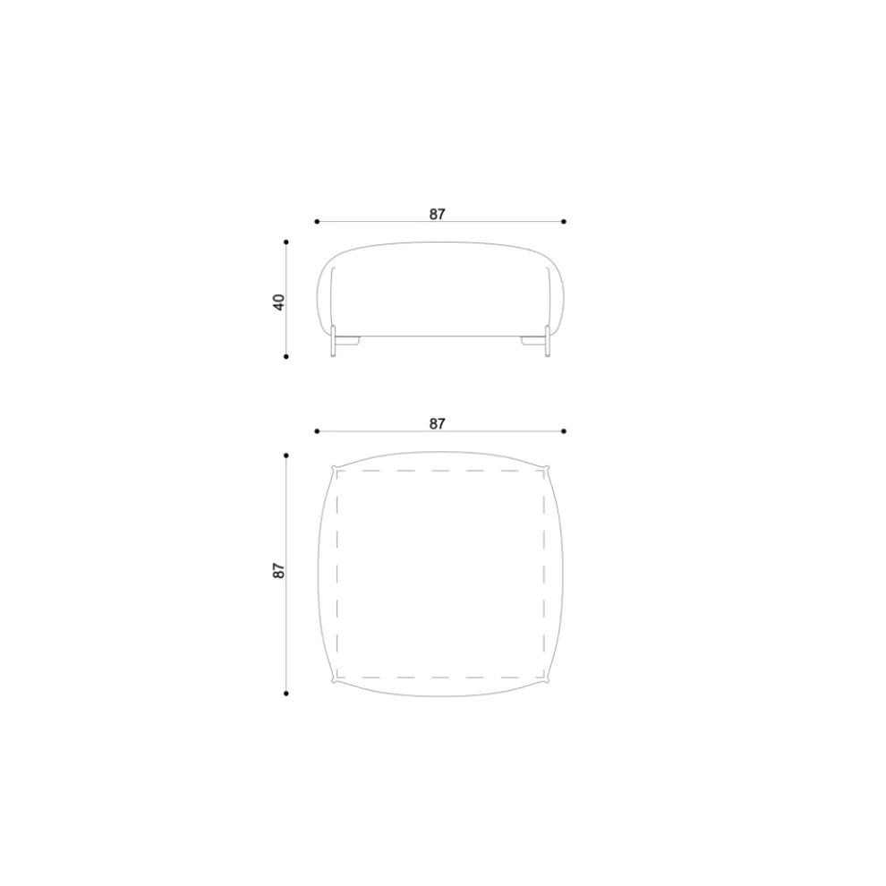 Gartenhocker gepolstert und bezogen mit Stoff Made in Italy - Butter