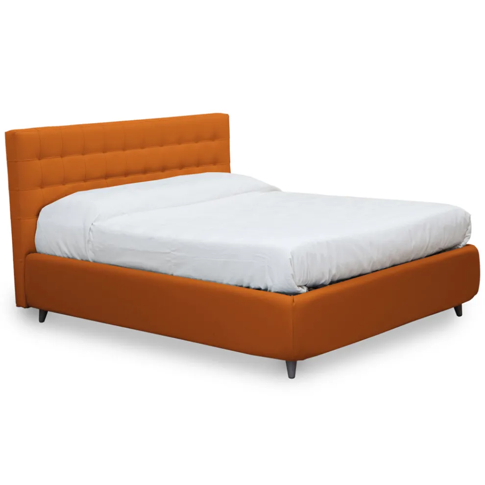 Doppelbett mit Kopfteil aus Öko-Leder oder Stoff, hergestellt in Italien – Buddy
