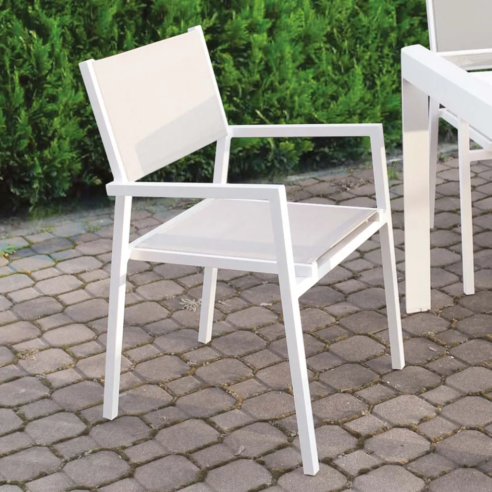 Stapelbarer Gartenstuhl aus Aluminium und Textilene - Ninfea