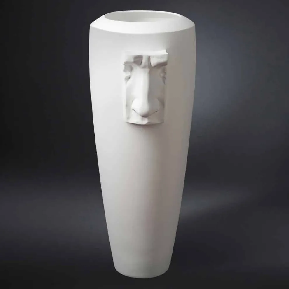 Hohe Indoor-Vase aus weißer Keramik, handgefertigt in Italien - Capuano