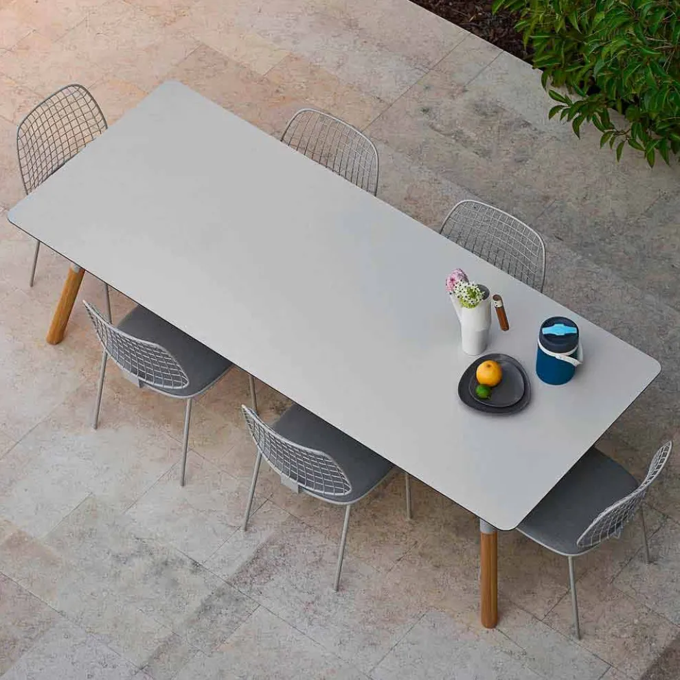 Ausziehtisch Tischbeine aus Teak H 75 cm Varaschin Link