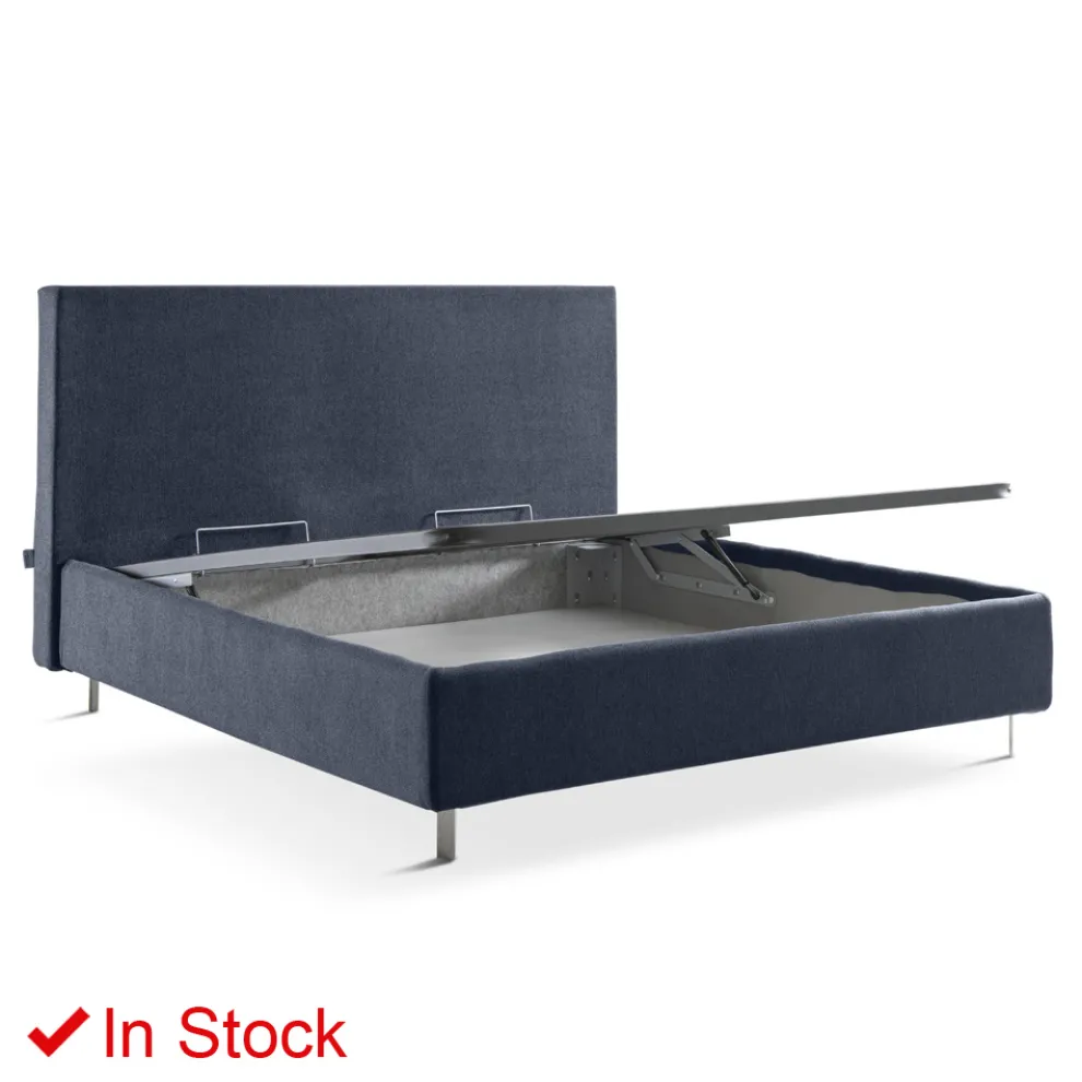 Doppelbett mit Aufbewahrungsbox aus Stoff Made in Italy - Verga