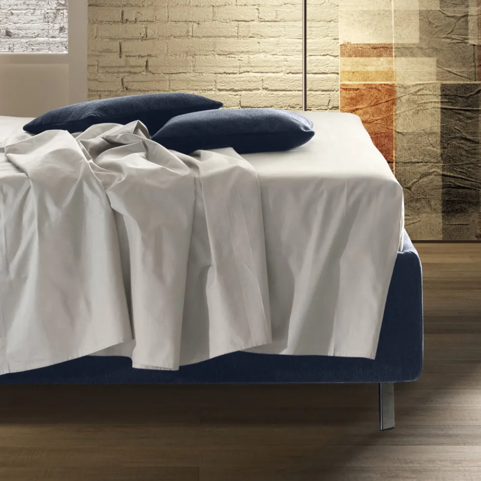 Doppelbett mit Aufbewahrungsbox aus Stoff Made in Italy - Verga