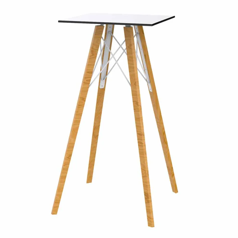 Square Design High Bar Tisch in Holz und HPL, 4 Stück - Faz Wood von Vondom