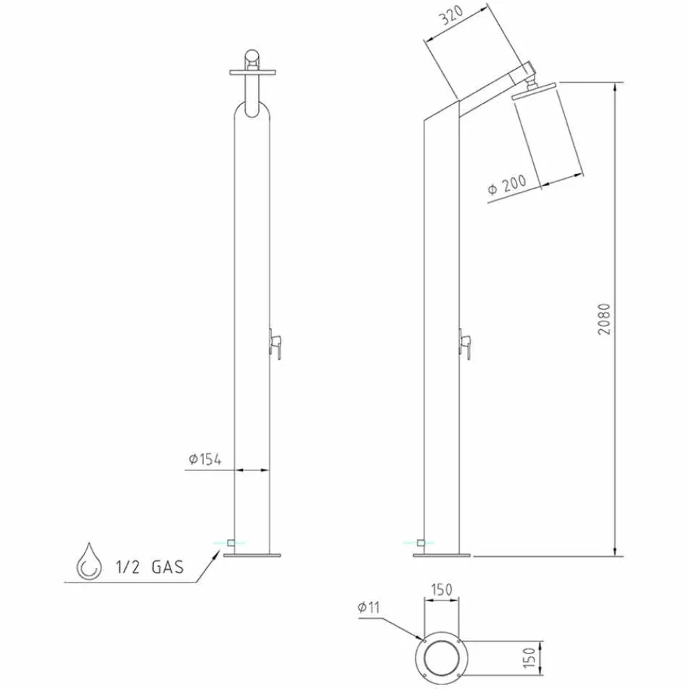 Solar Garden Duschsäule aus schwarzem Edelstahl Made in Italy - Werner