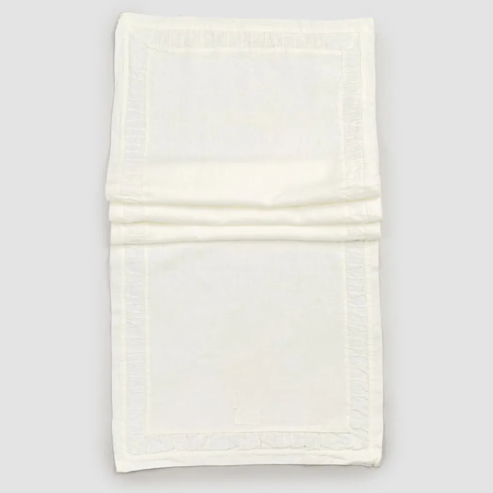 Natürlicher weißer schwerer Leinenläufer mit italienischer Luxusprägung - Limao