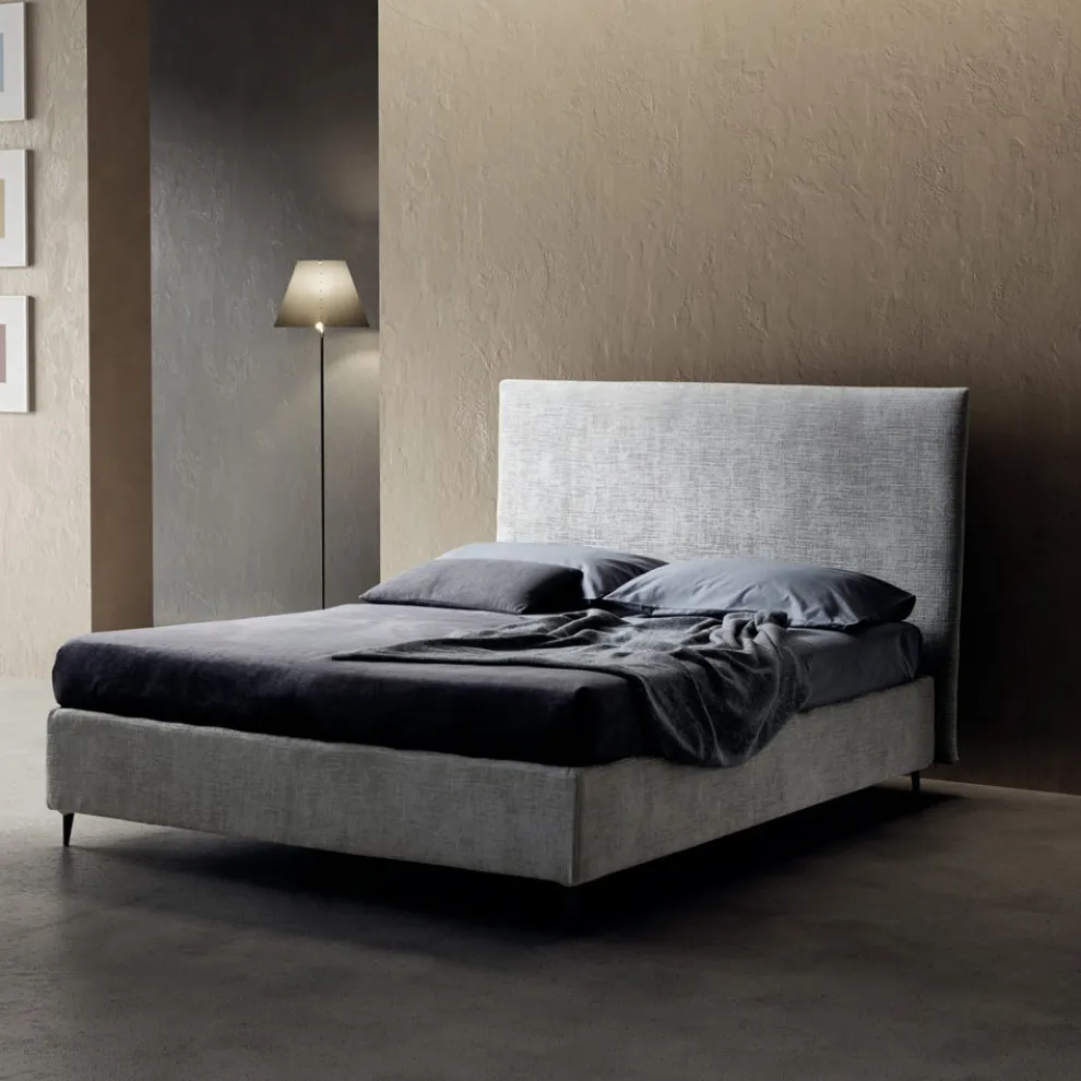 Doppelbett 160x190 mit glattem und elegantem Kopfteil Made in Italy - Armonie