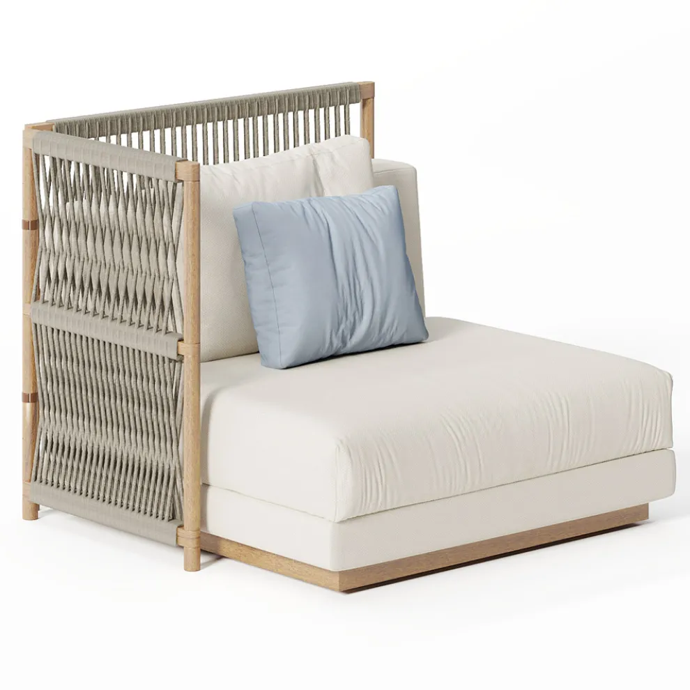 Modulares Gartensofa mit niedriger Holzstruktur Made in Italy - Rubik