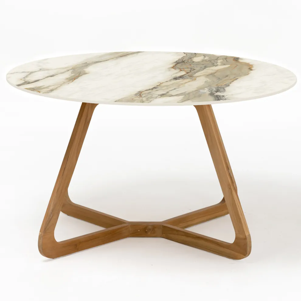 Runder Keramiktisch für den Außenbereich Calacatta Hermitage Made in Italy - Pegaso