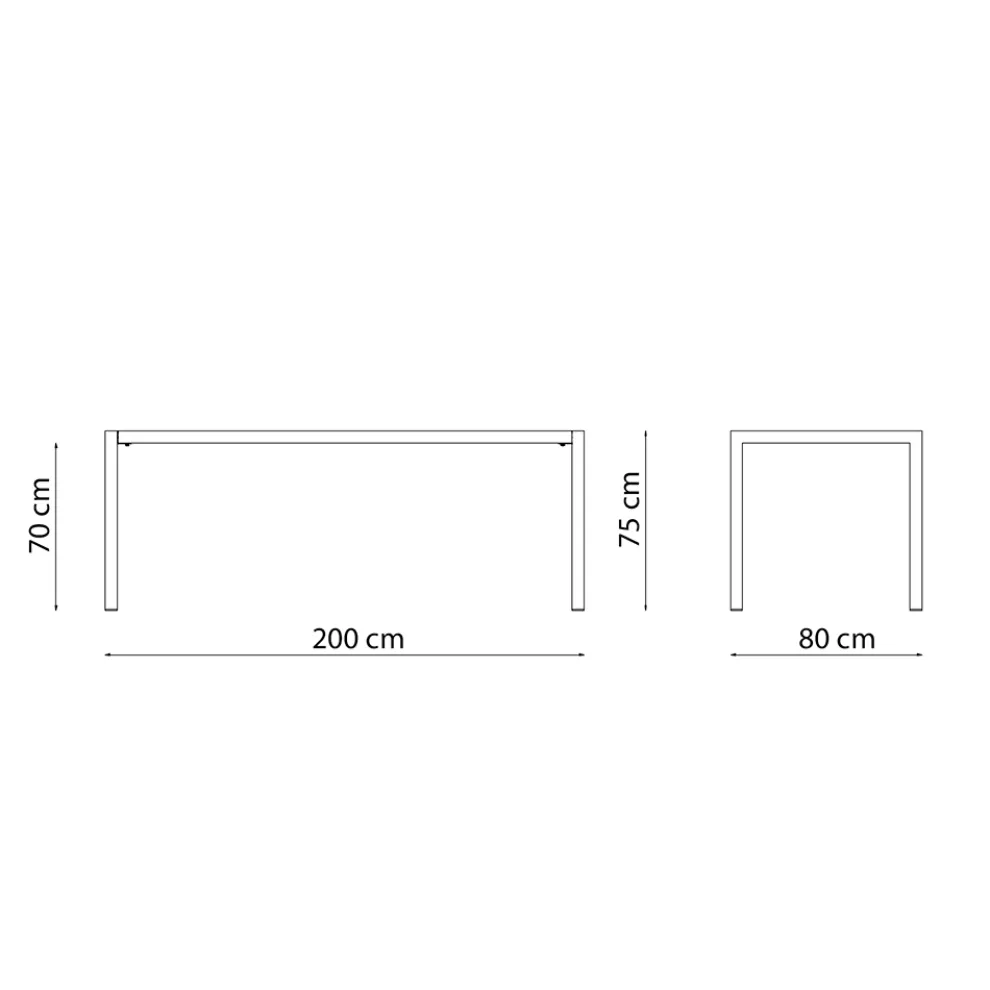 Rechteckiger Gartentisch aus verzinktem Stahl Made in Italy - Azul
