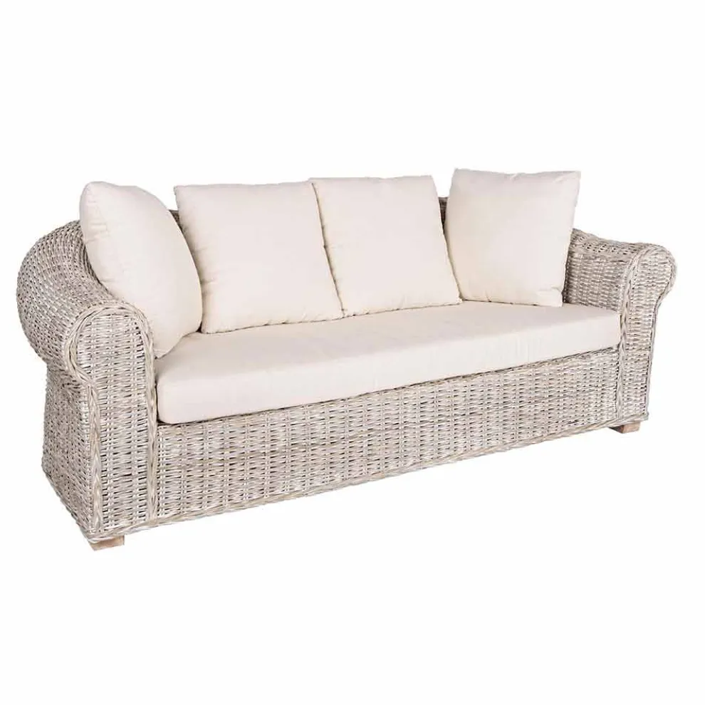 Sofa für drinnen oder drinnen draußen 3 Plätze in Rattan Homemotion - Francioso