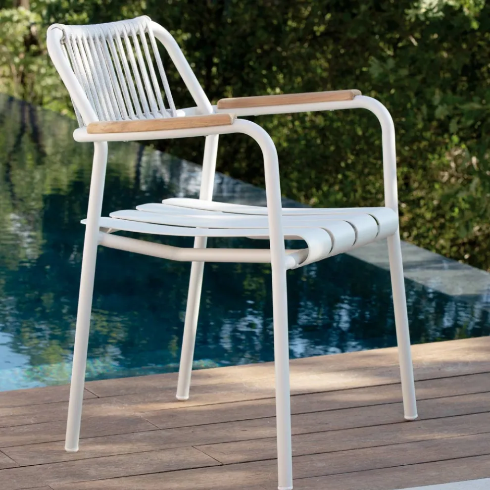 Set aus 2 Aluminium-Gartensesseln und Seilrückenlehne - Resplendent