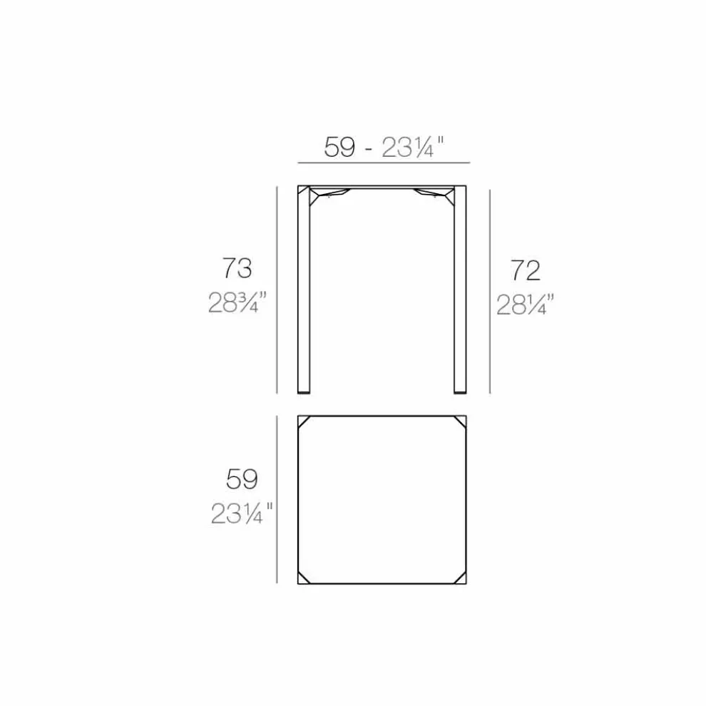Quadratischer Esstisch Vondom Quartz, modernes Design, 2 Stücke
