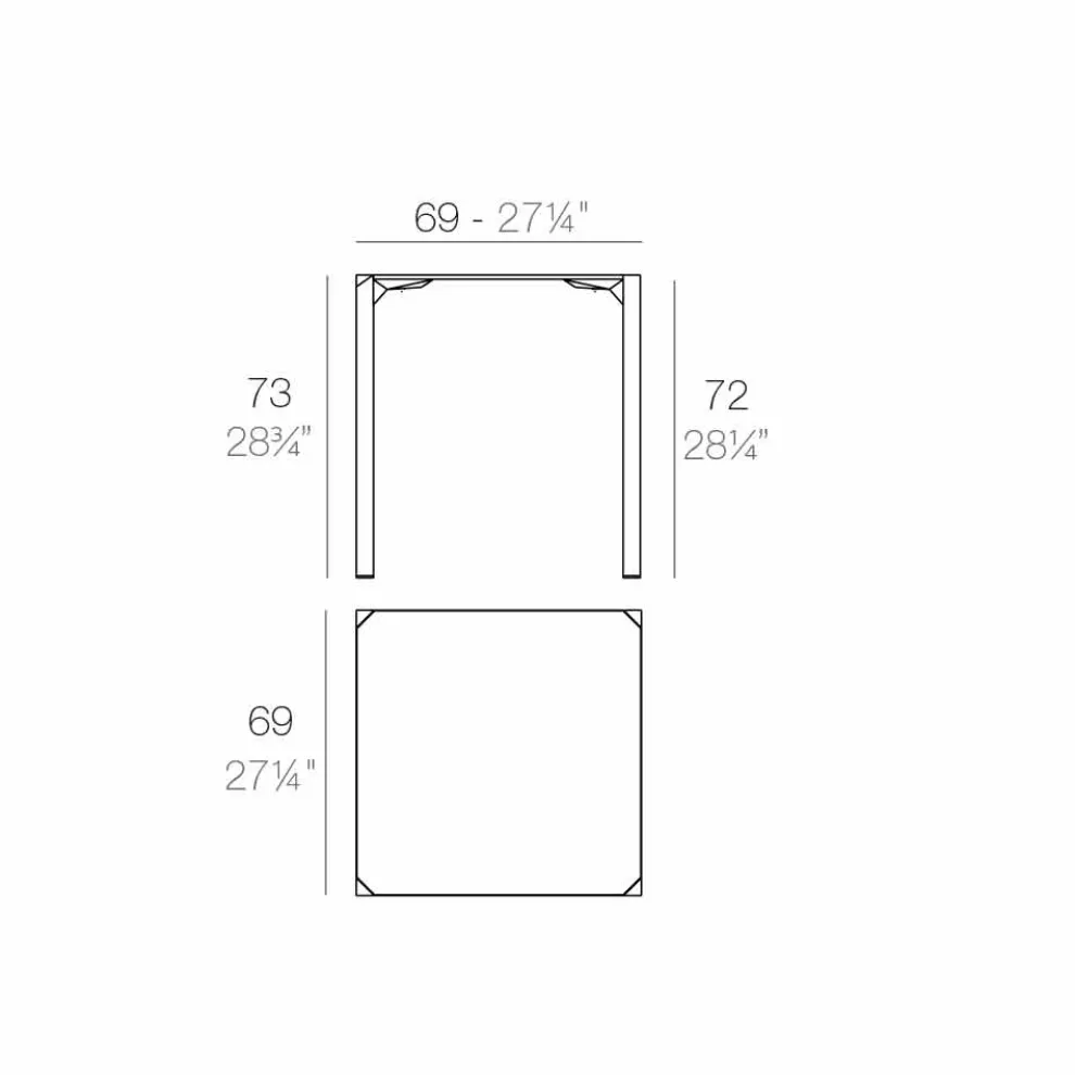 Quadratischer Esstisch Vondom Quartz, modernes Design, 2 Stücke