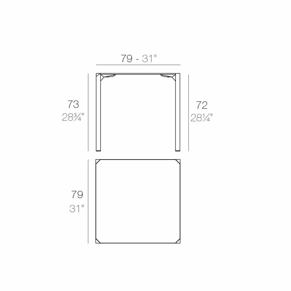 Quadratischer Esstisch Vondom Quartz, modernes Design, 2 Stücke