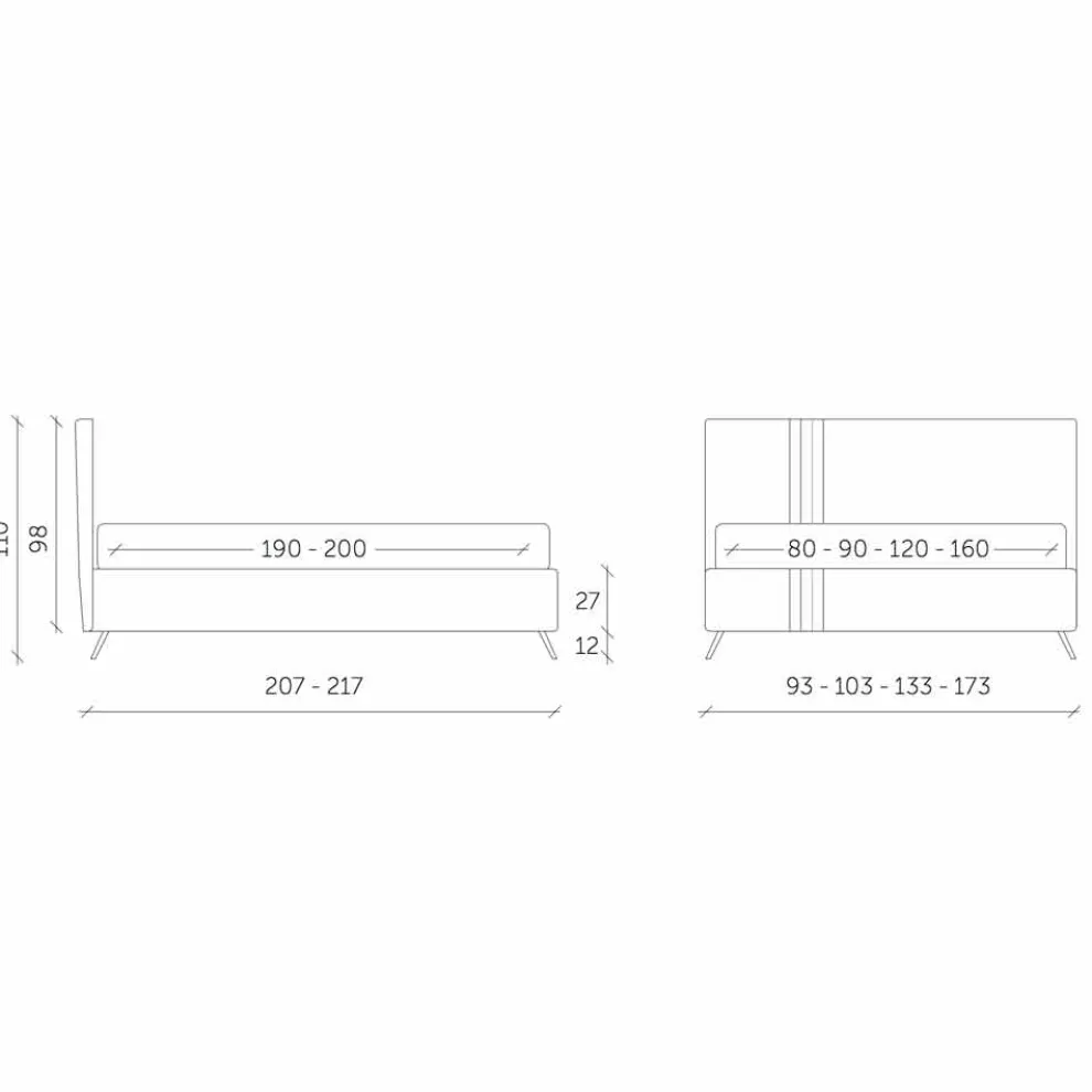 Doppelbett mit gepolsterter Schublade aus Öko-Leder Made in Italy - Paolo