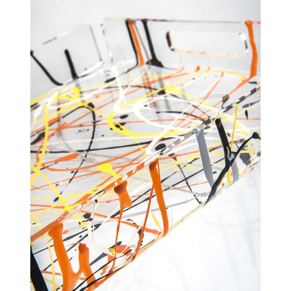 Mehrfarbiges Tablett aus Plexiglas in 2 Größen Made in Italy - Mehrfarbig