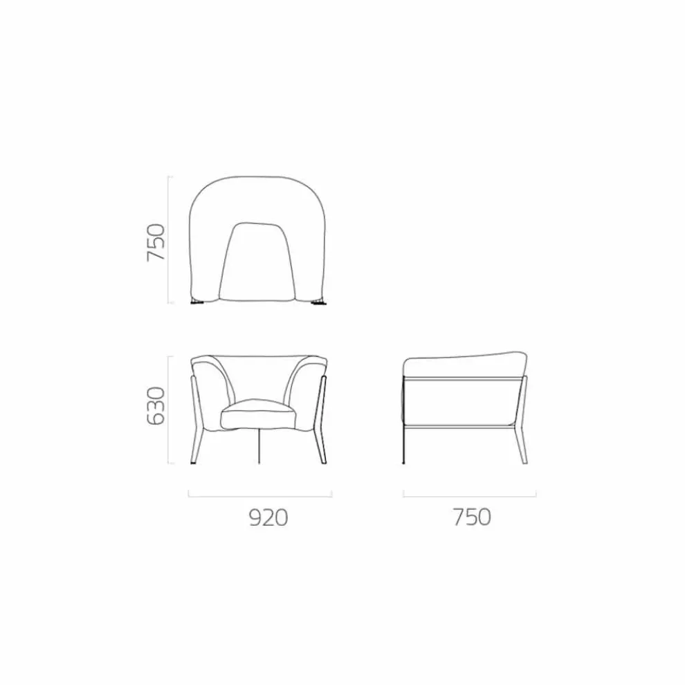 Moderner und in Italien hergestellter Design-Sessel für den Außen- oder Innenbereich - Carminio1