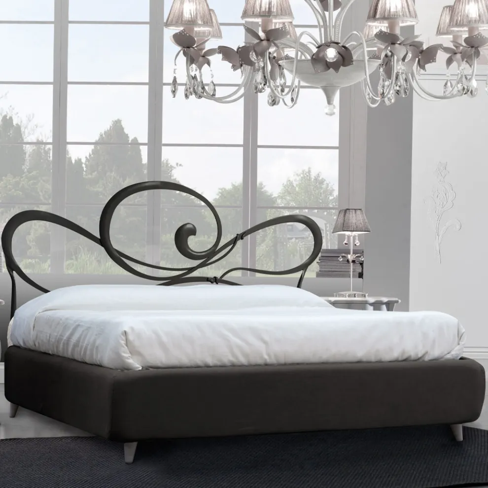 Doppelbett mit gepolstertem Bettrahmen, hergestellt in Italien – Shadow