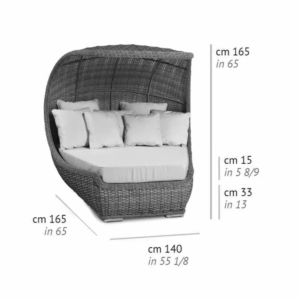 Design Daybed aus luxuriösem gewebtem synthetischem Rattan - Yves