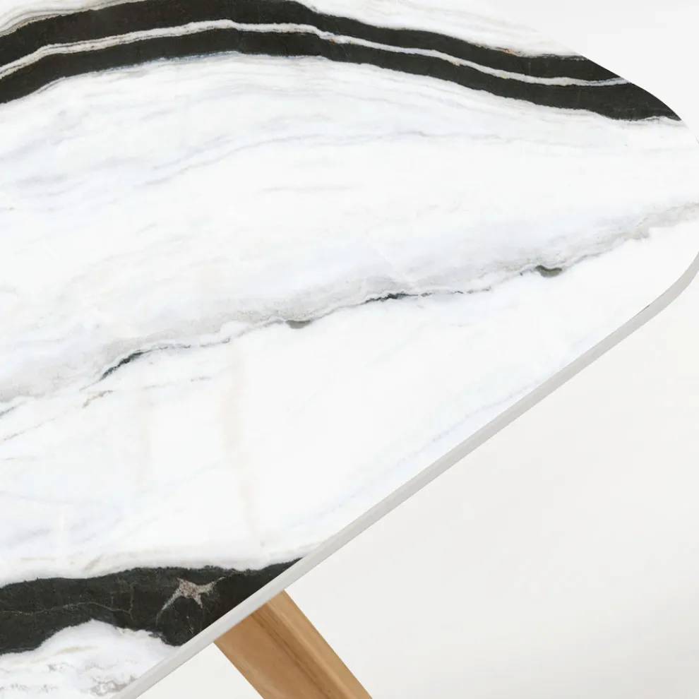 Gartentisch mit Holzgestell und Keramikplatte Panda White - Infinity