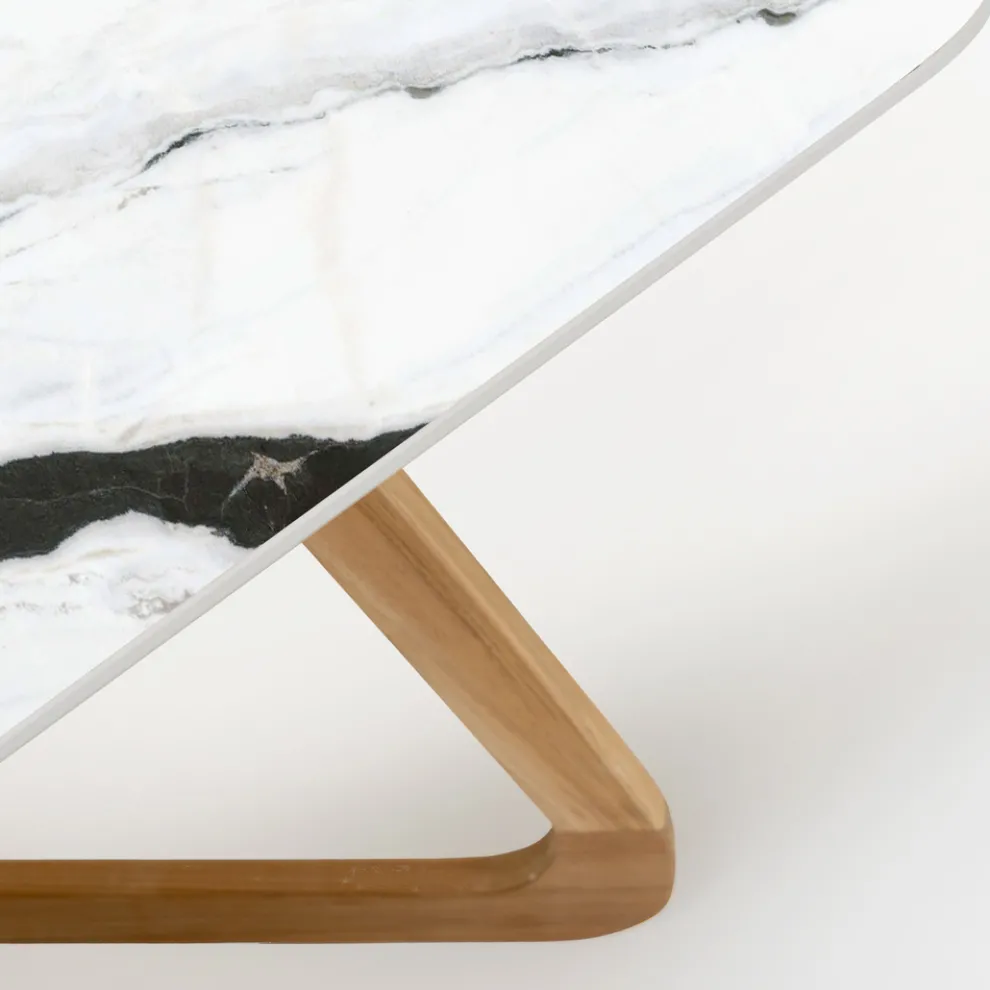 Gartentisch mit Holzgestell und Keramikplatte Panda White - Infinity