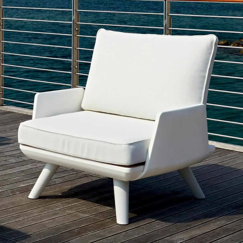 Gepolsterter Outdoor-Sessel in weißem und modernem Design - Samurai von Myyour