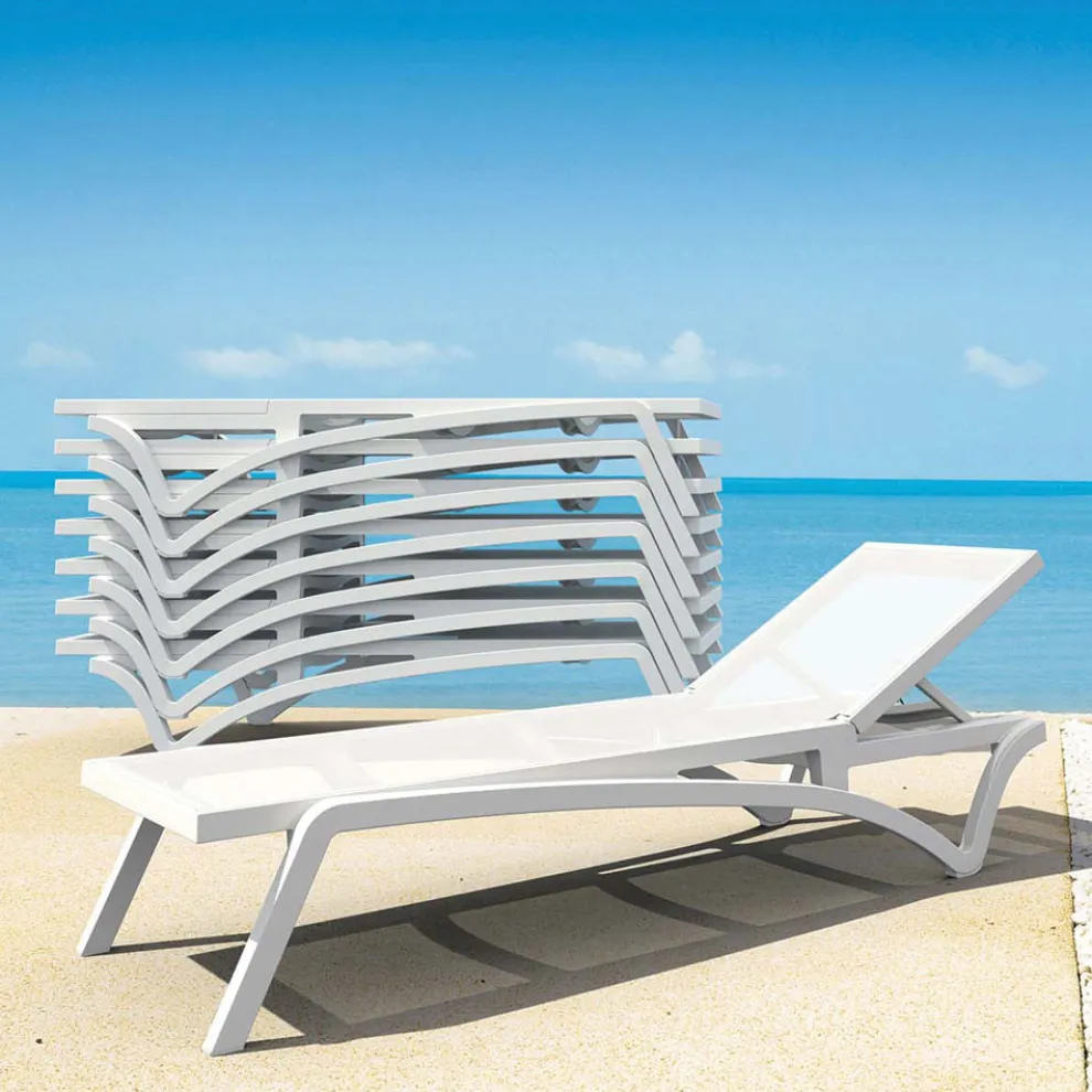 Stapelbare Gartenliege aus Polypropylen und farbigem Textilen - Artelia