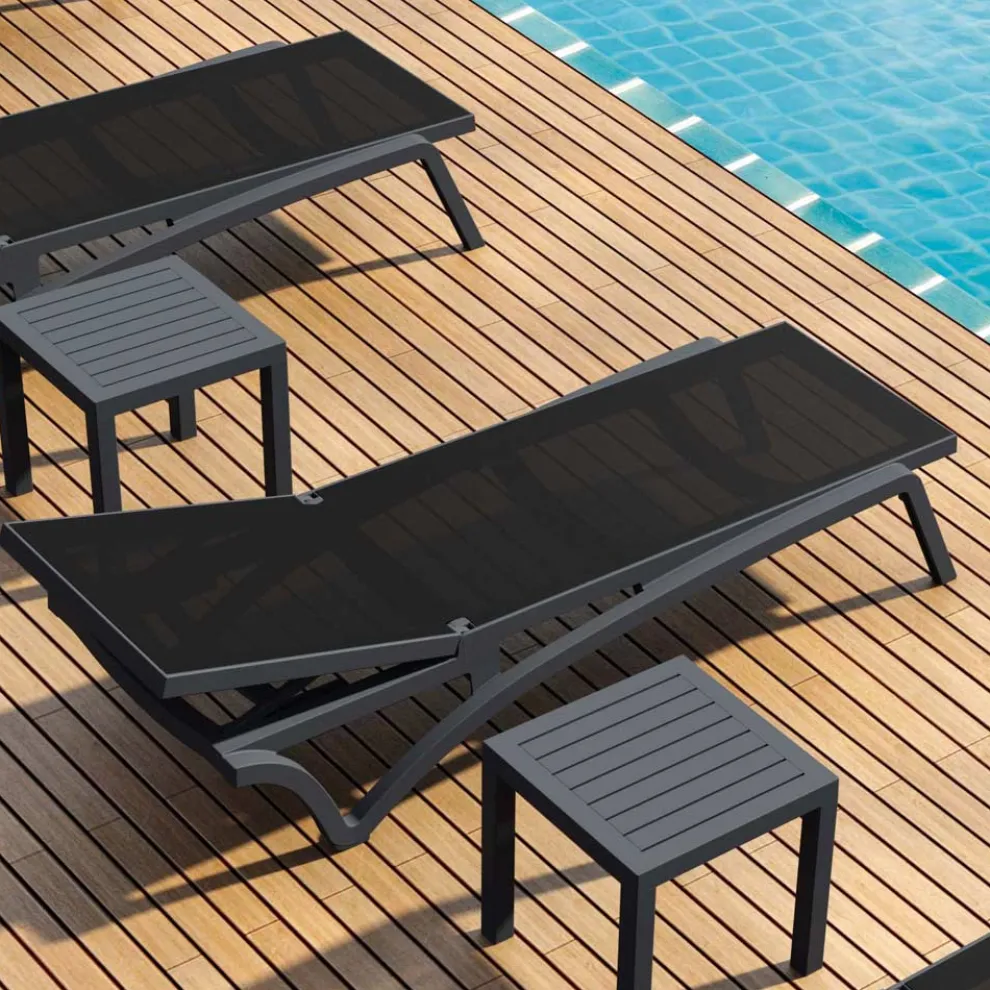 Stapelbare Gartenliege aus Polypropylen und farbigem Textilen - Artelia