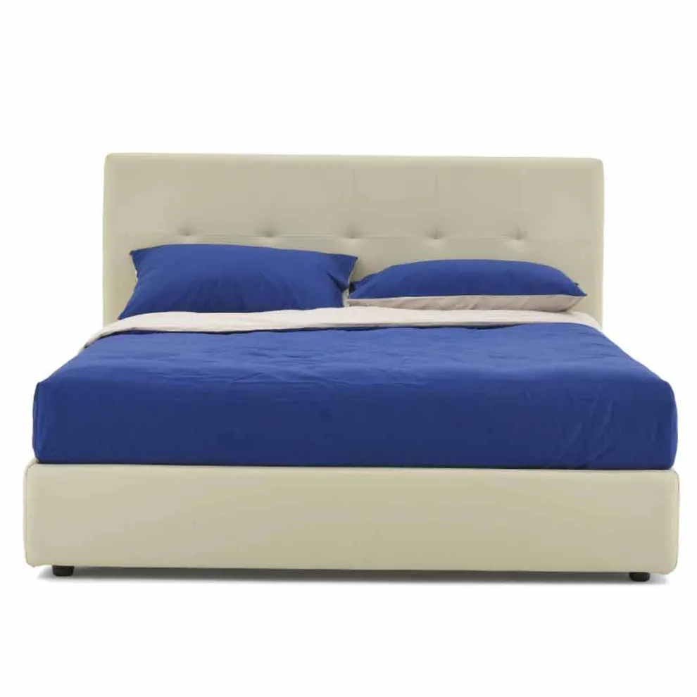 Doppelbett gepolstert und mit Kunstleder bezogen Made in Italy - Patos