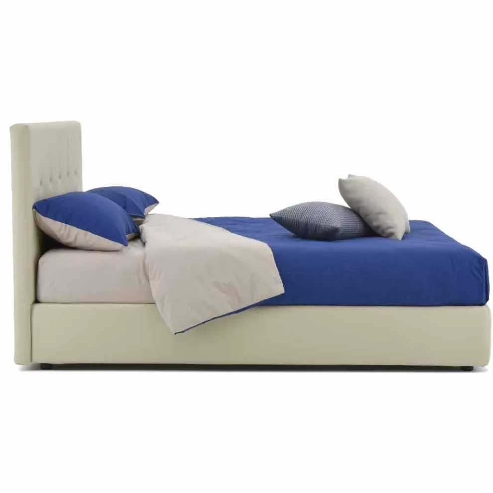 Doppelbett gepolstert und mit Kunstleder bezogen Made in Italy - Patos