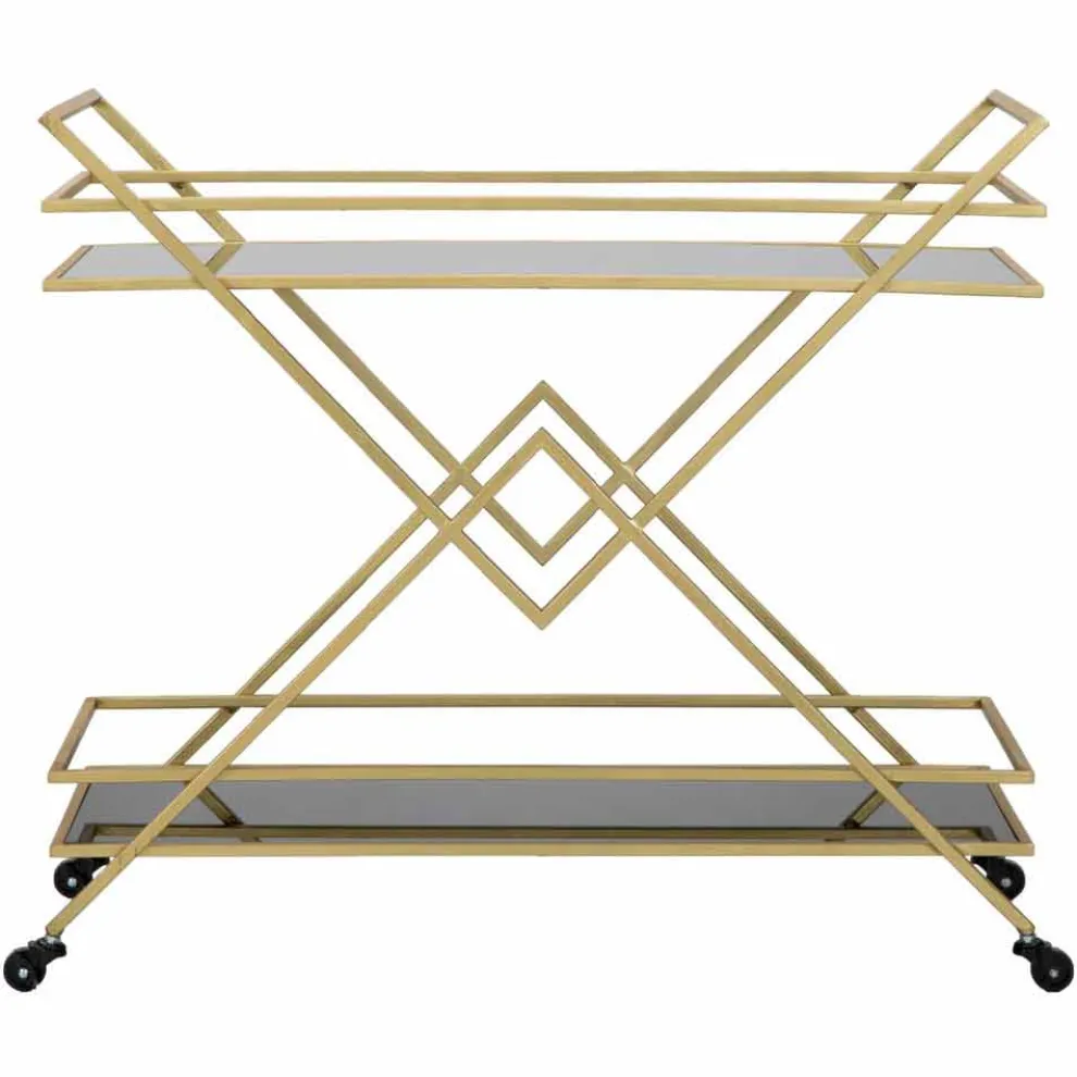 Rechteckiger Design-Essenswagen aus Eisen, MDF und Spiegel - Corinne