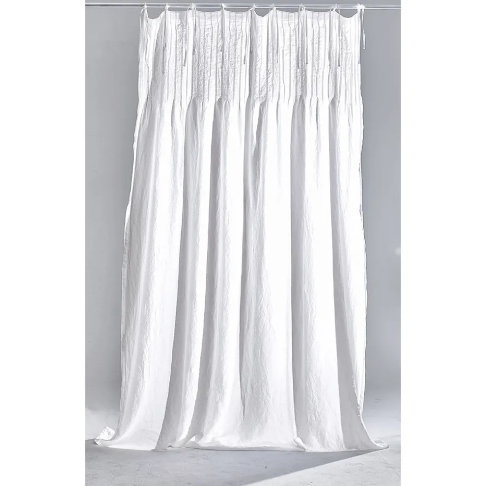 Weißer heller Leinenvorhang mit geripptem, italienischem Qualitätsdesign - Tafta