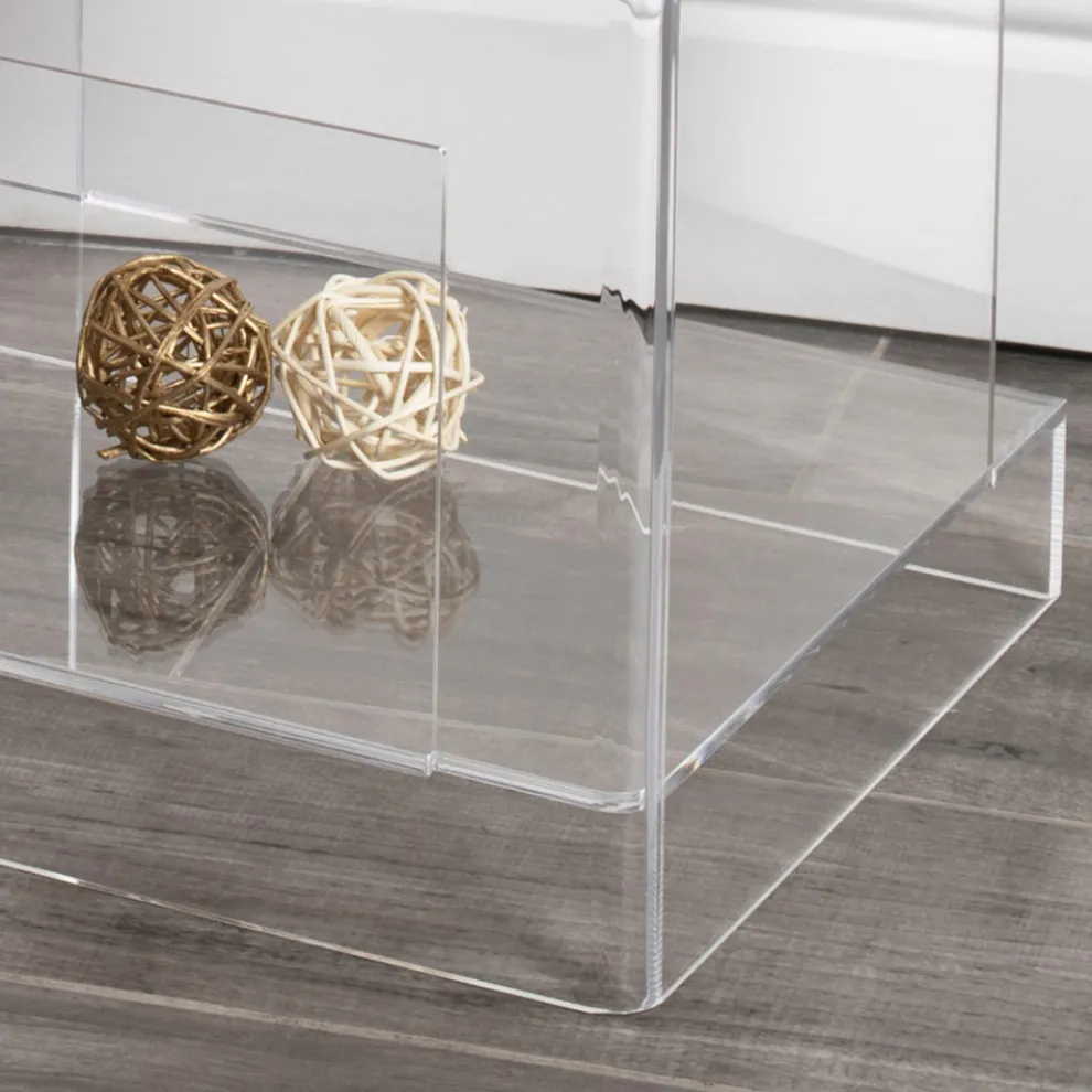 Moderner Nachttisch aus transparentem Acryl-Kristall-Design mit Ablage - Icaria