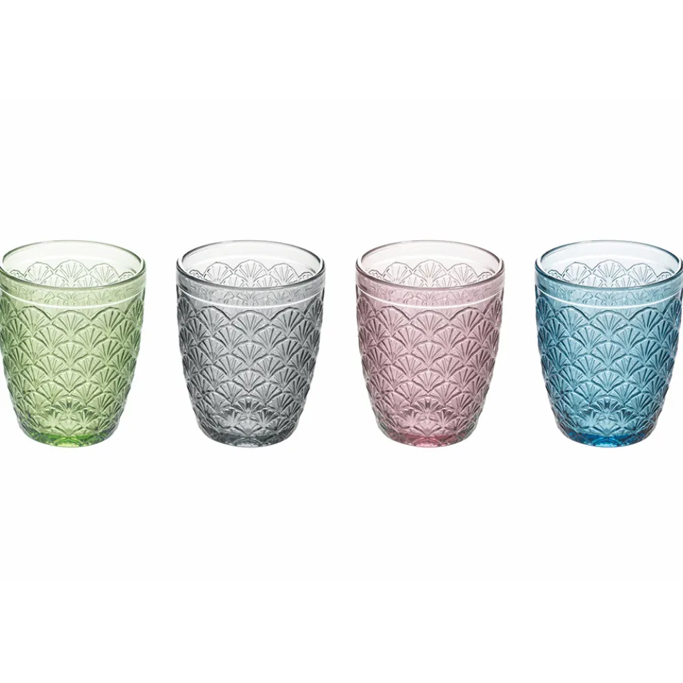 Dekoriertes Farbglas Wasserglas Service 12-teilig - Stilotto