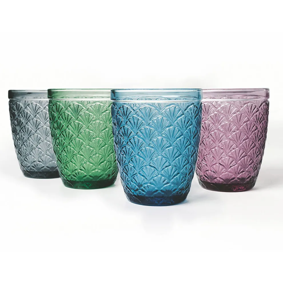 Dekoriertes Farbglas Wasserglas Service 12-teilig - Stilotto