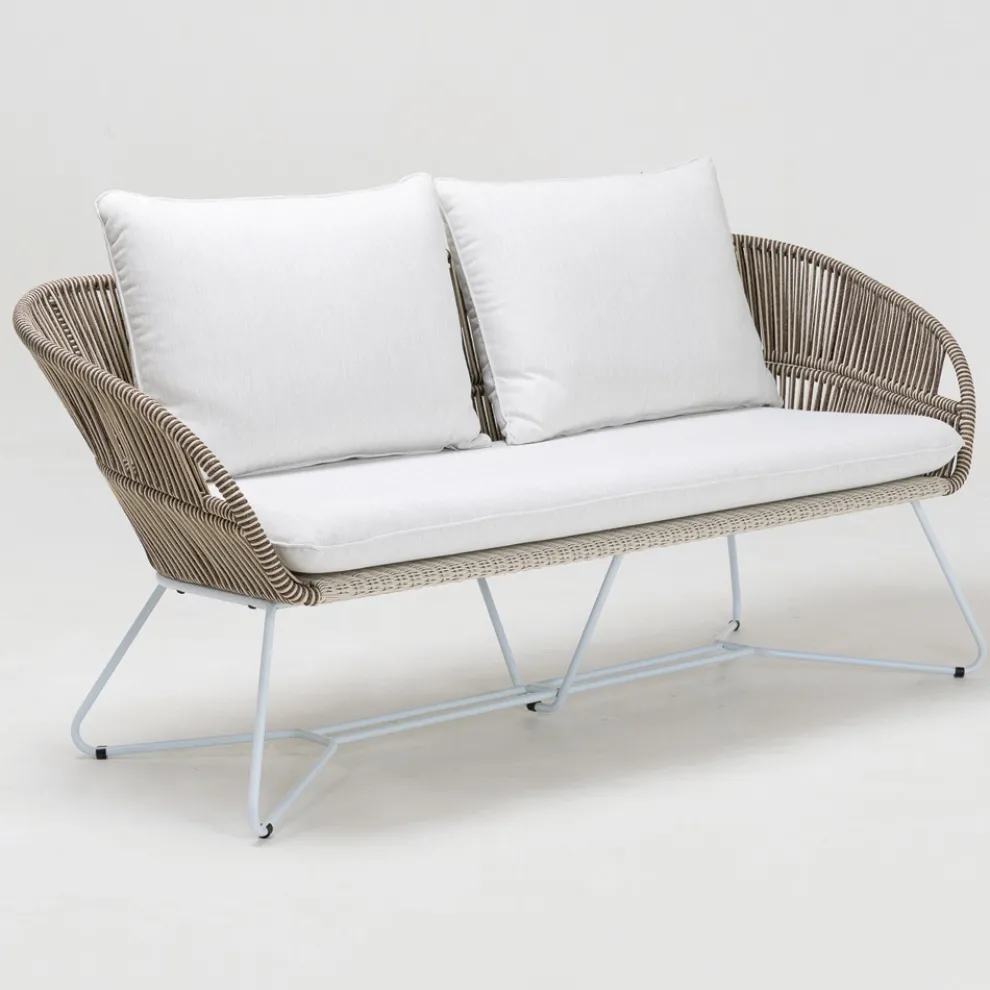 Gartensofa aus Aluminium und Seilgeflecht - Alcor