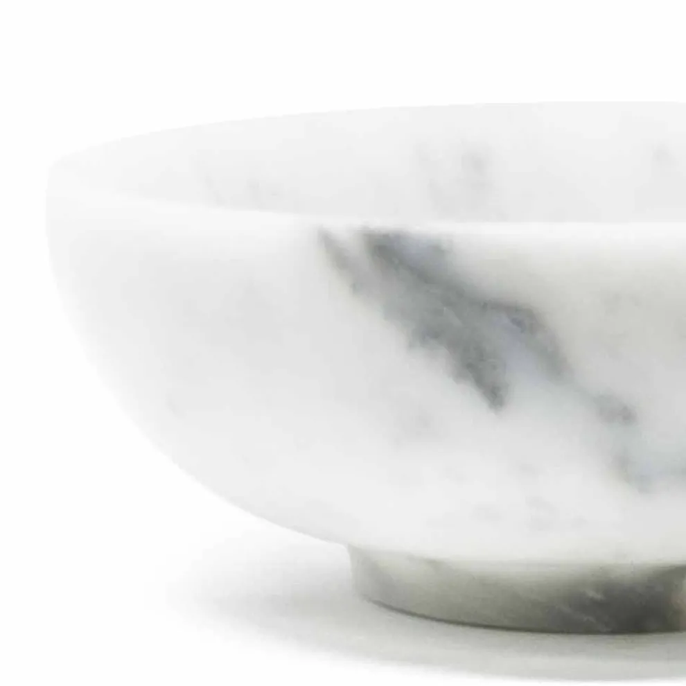 Runde Schale aus satinweißem Carrara-Marmor Made in Italy - Delly