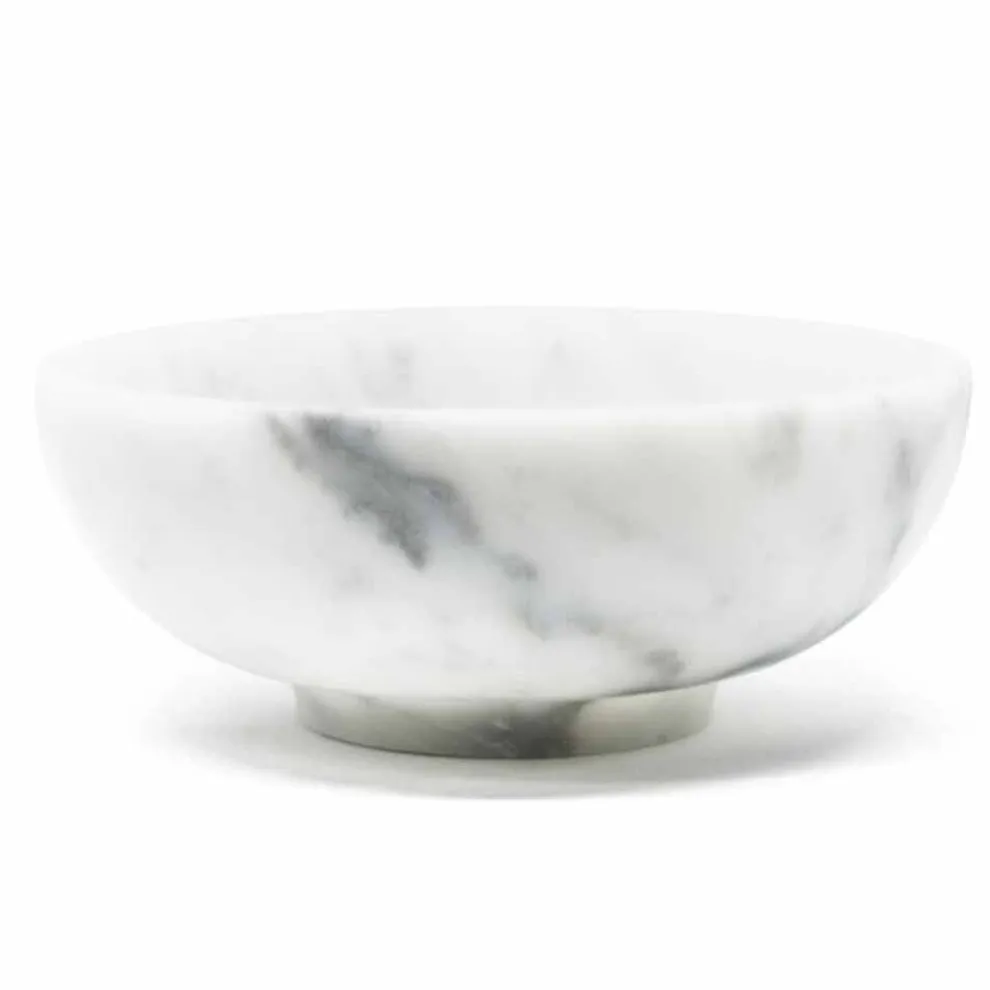 Runde Schale aus satinweißem Carrara-Marmor Made in Italy - Delly