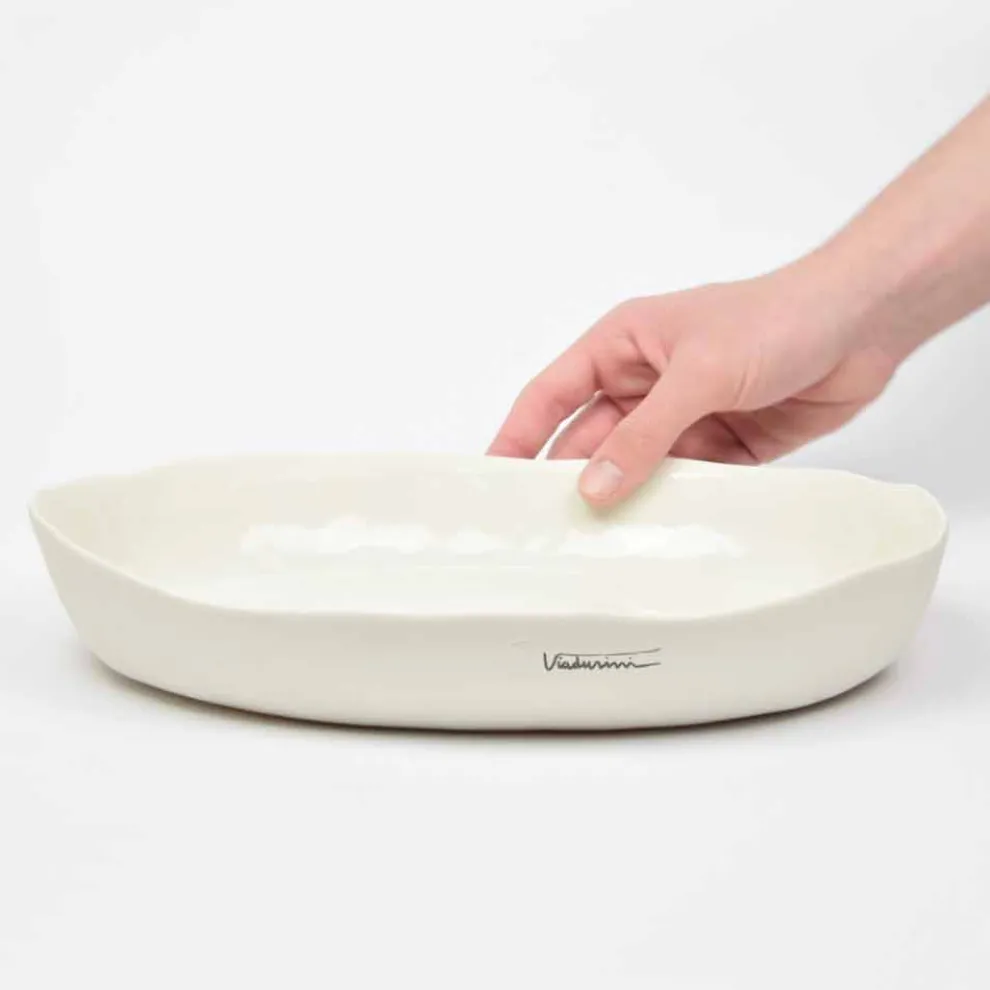 Luxus Design Weißes Porzellan Oval Servierteller - Arcimaesta