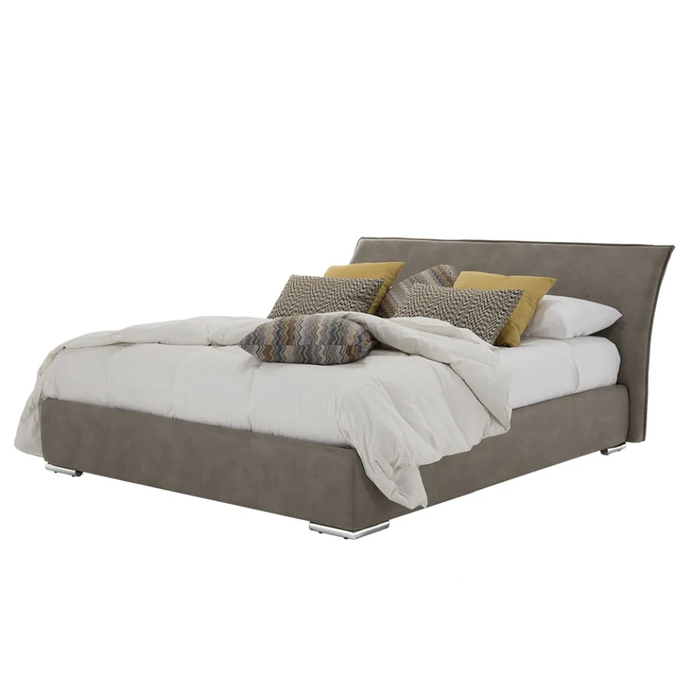 Doppelbett mit Behälter aus Stoff oder Kunstleder Made in Italy - Doremì