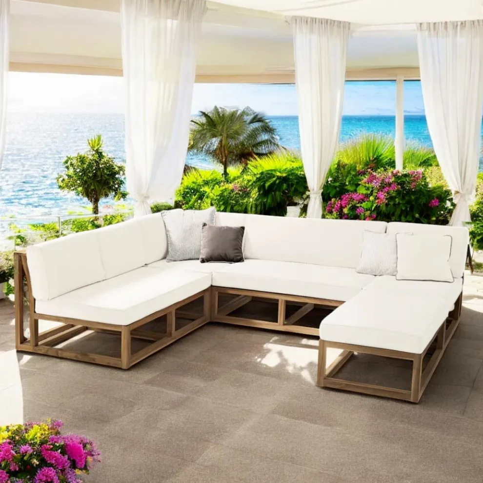 Gartenlounge aus Teak mit Kissen - Circe